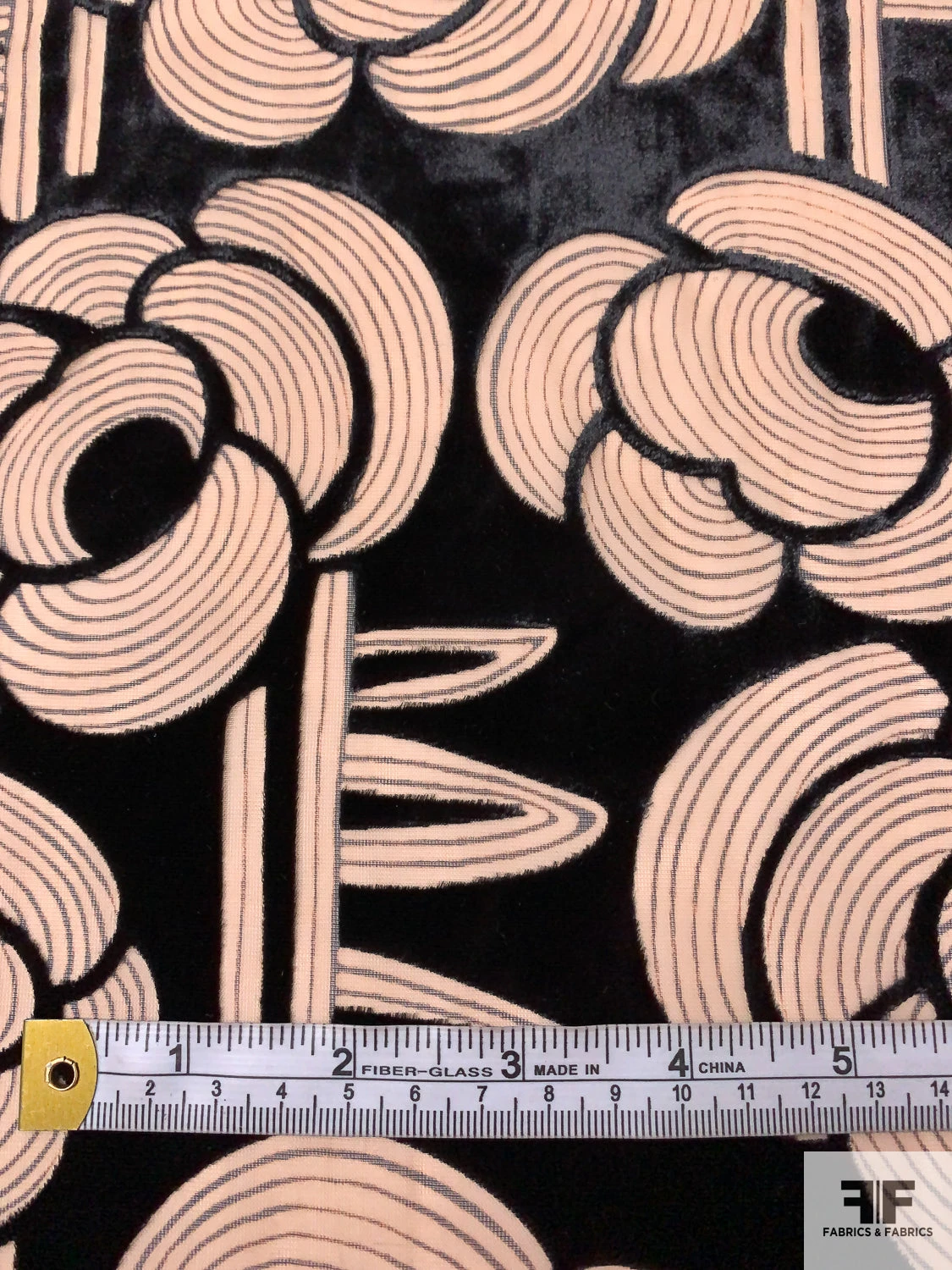 Groovy Floral Printed Cut Velvet - Nude / Black 9 Groovy Floral Printed Cut Velvet - Nude / Black - Image 7