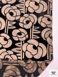 Groovy Floral Printed Cut Velvet - Nude / Black 18 Groovy Floral Printed Cut Velvet - Nude / Black -Fabrics And Fabrics Store 18253 7