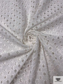 Stars In Circles Embroidered Eyelet Cotton - White