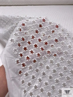 Stars In Circles Embroidered Eyelet Cotton - White -Fabrics And Fabrics Store 18271 8