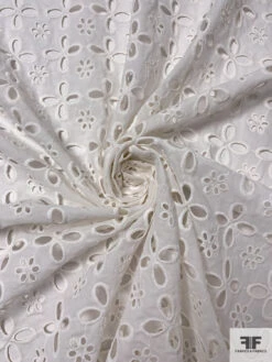 Floral Pattern Embroidered Eyelet Cotton Voile - Off-White 12 Floral Pattern Embroidered Eyelet Cotton Voile - Off-White -Fabrics And Fabrics Store 18274 2