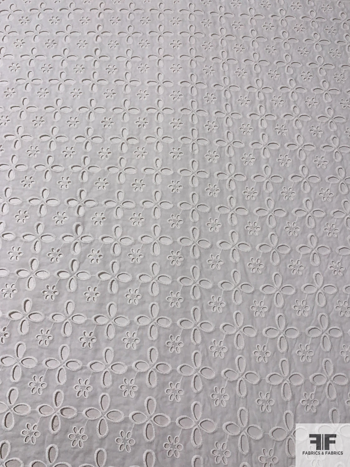 Floral Pattern Embroidered Eyelet Cotton Voile - Off-White 6 Floral Pattern Embroidered Eyelet Cotton Voile - Off-White - Image 4