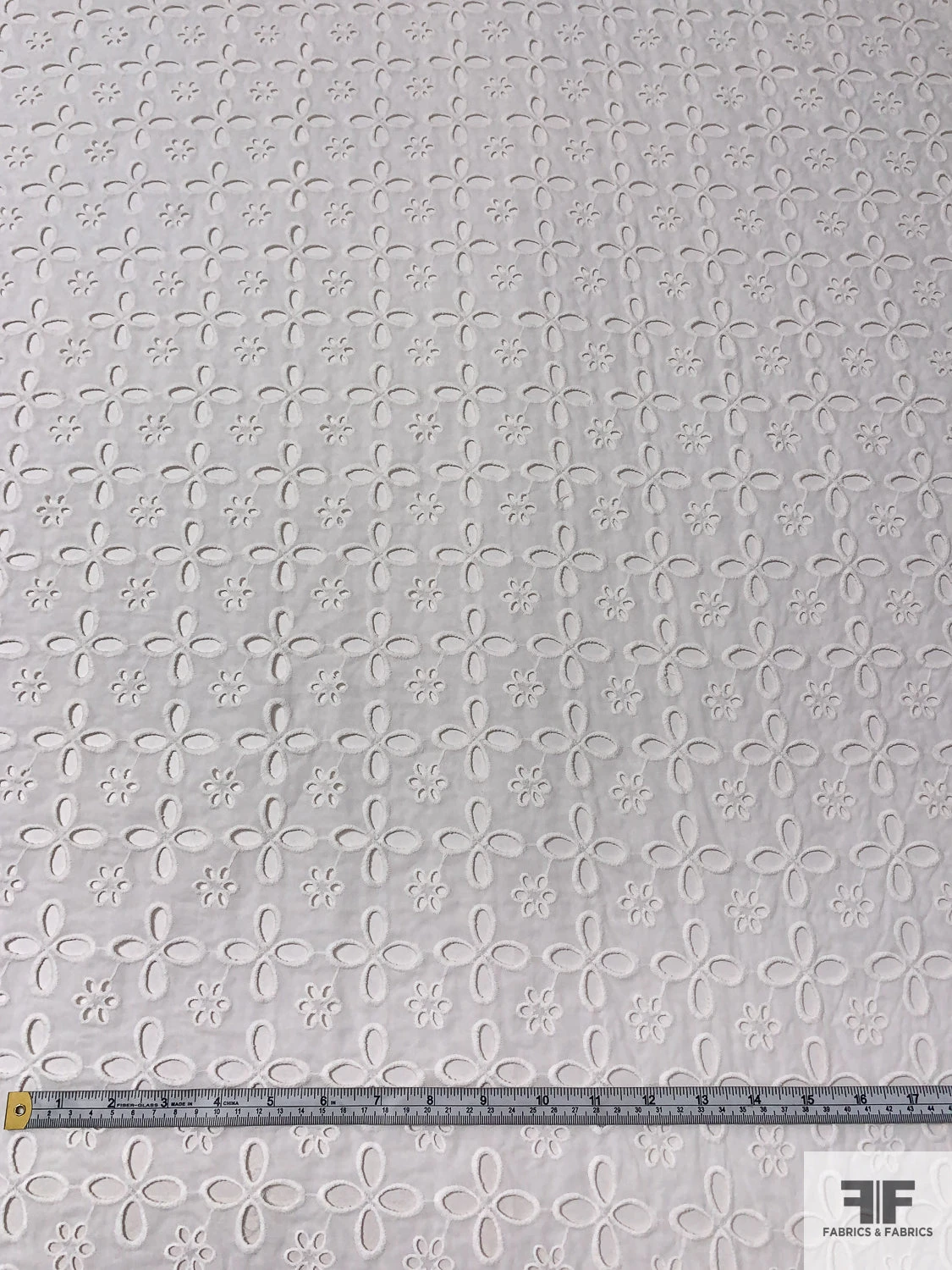 Floral Pattern Embroidered Eyelet Cotton Voile - Off-White 7 Floral Pattern Embroidered Eyelet Cotton Voile - Off-White - Image 5