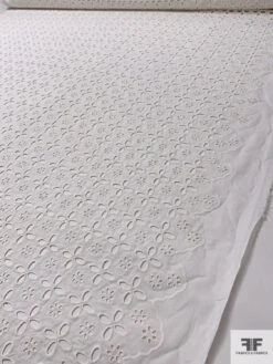 Floral Pattern Embroidered Eyelet Cotton Voile - Off-White 15 Floral Pattern Embroidered Eyelet Cotton Voile - Off-White -Fabrics And Fabrics Store 18274 6