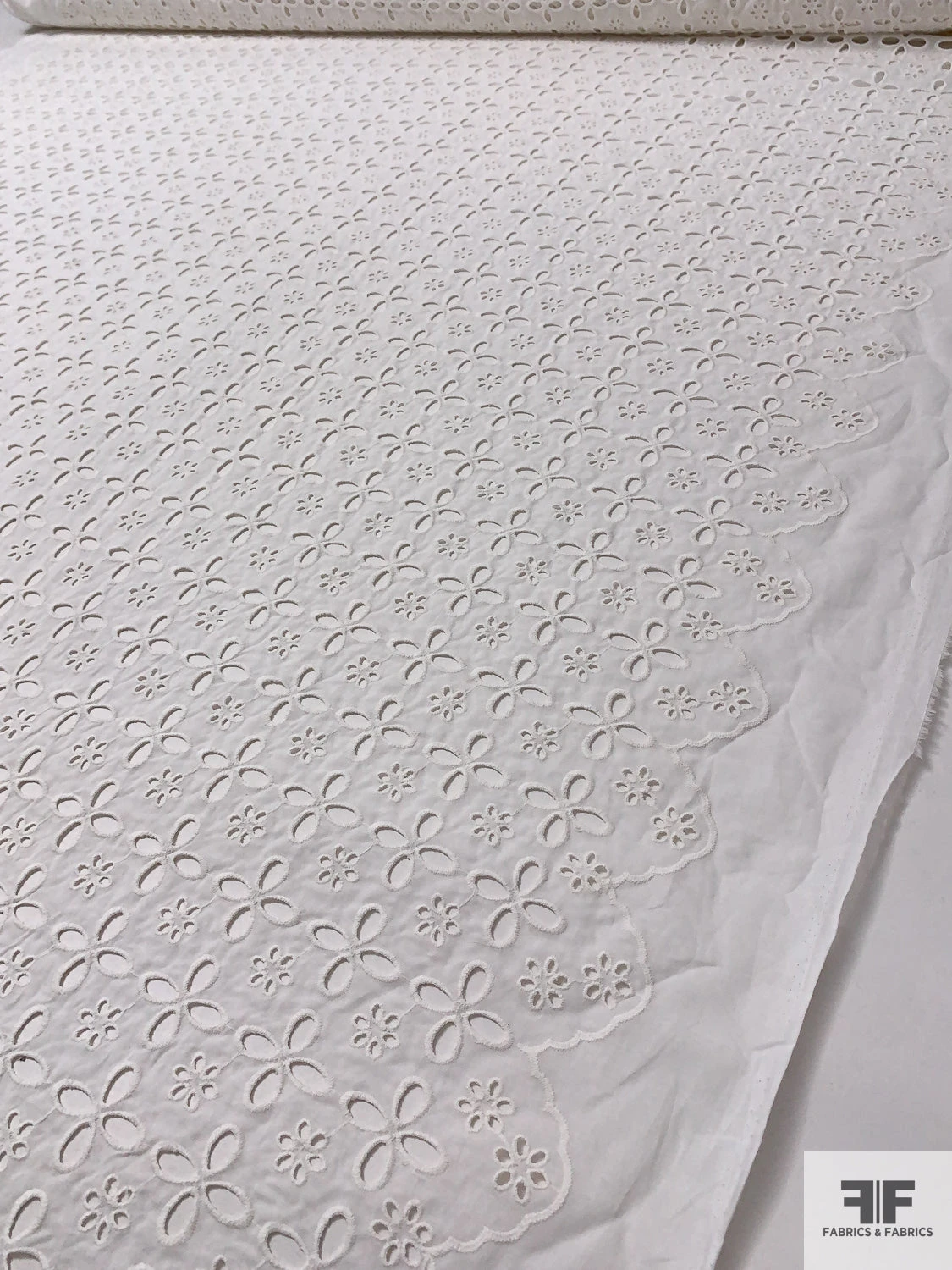Floral Pattern Embroidered Eyelet Cotton Voile - Off-White 8 Floral Pattern Embroidered Eyelet Cotton Voile - Off-White - Image 6