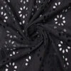 Floral And Oval Pattern Embroidered Eyelet Cotton Voile - Black