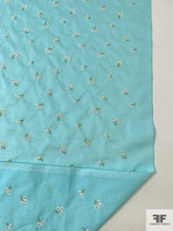 Ditsy Floral Embroidered Cotton Poplin - Aquamarine / White / Green 16 Ditsy Floral Embroidered Cotton Poplin - Aquamarine / White / Green -Fabrics And Fabrics Store 18277 6