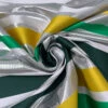 Italian Horizontal Striped Lamé Zibeline - Green / Evergreen / Yellow / Silver / White