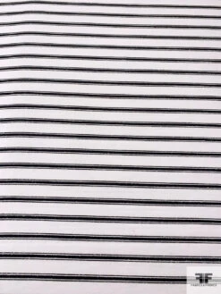 Italian Horizontal Striped Cotton Shirting With Slub Texture - Off-White / Black -Fabrics And Fabrics Store 18288 4