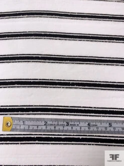 Italian Horizontal Striped Cotton Shirting With Slub Texture - Off-White / Black -Fabrics And Fabrics Store 18288 6