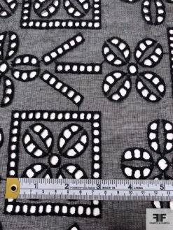 Geomeric Floral Embroidered Eyelet Cotton Gauze - Black 17 Geomeric Floral Embroidered Eyelet Cotton Gauze - Black -Fabrics And Fabrics Store 18300 6