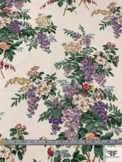 Rustic Floral Printed Cotton Pique - Earthy Greens / Dusty Purples / Yellows / Antique White 15 Rustic Floral Printed Cotton Pique - Earthy Greens / Dusty Purples / Yellows / Antique White -Fabrics And Fabrics Store 18302 5