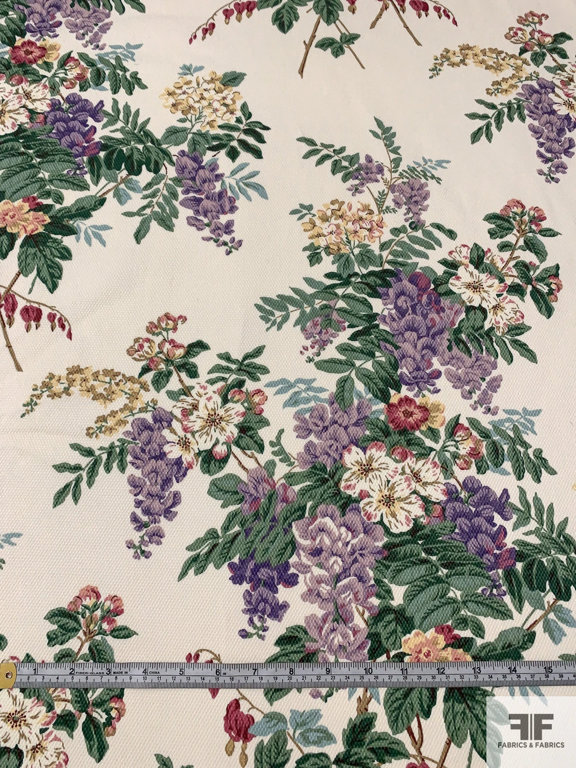 Rustic Floral Printed Cotton Pique - Earthy Greens / Dusty Purples / Yellows / Antique White 7 Rustic Floral Printed Cotton Pique - Earthy Greens / Dusty Purples / Yellows / Antique White - Image 5