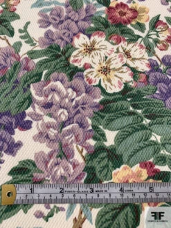 Rustic Floral Printed Cotton Pique - Earthy Greens / Dusty Purples / Yellows / Antique White 16 Rustic Floral Printed Cotton Pique - Earthy Greens / Dusty Purples / Yellows / Antique White -Fabrics And Fabrics Store 18302 6