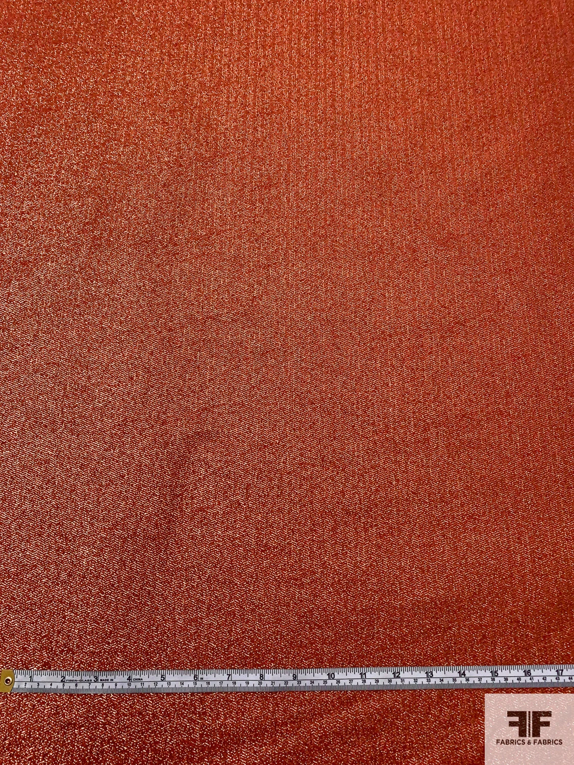 French Broken Herringbone Lamé With Vertical Stretch - Burnt Orange / Copper 8 French Broken Herringbone Lamé With Vertical Stretch - Burnt Orange / Copper - Image 6