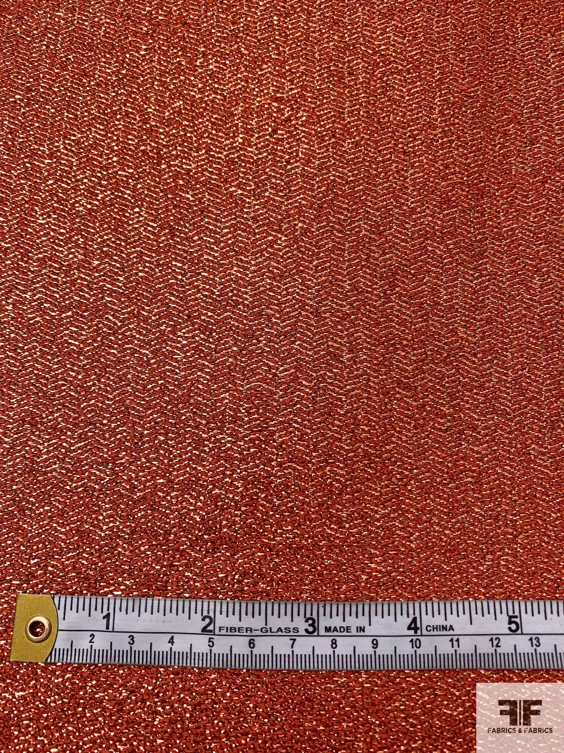 French Broken Herringbone Lamé With Vertical Stretch - Burnt Orange / Copper 4 French Broken Herringbone Lamé With Vertical Stretch - Burnt Orange / Copper - Image 2