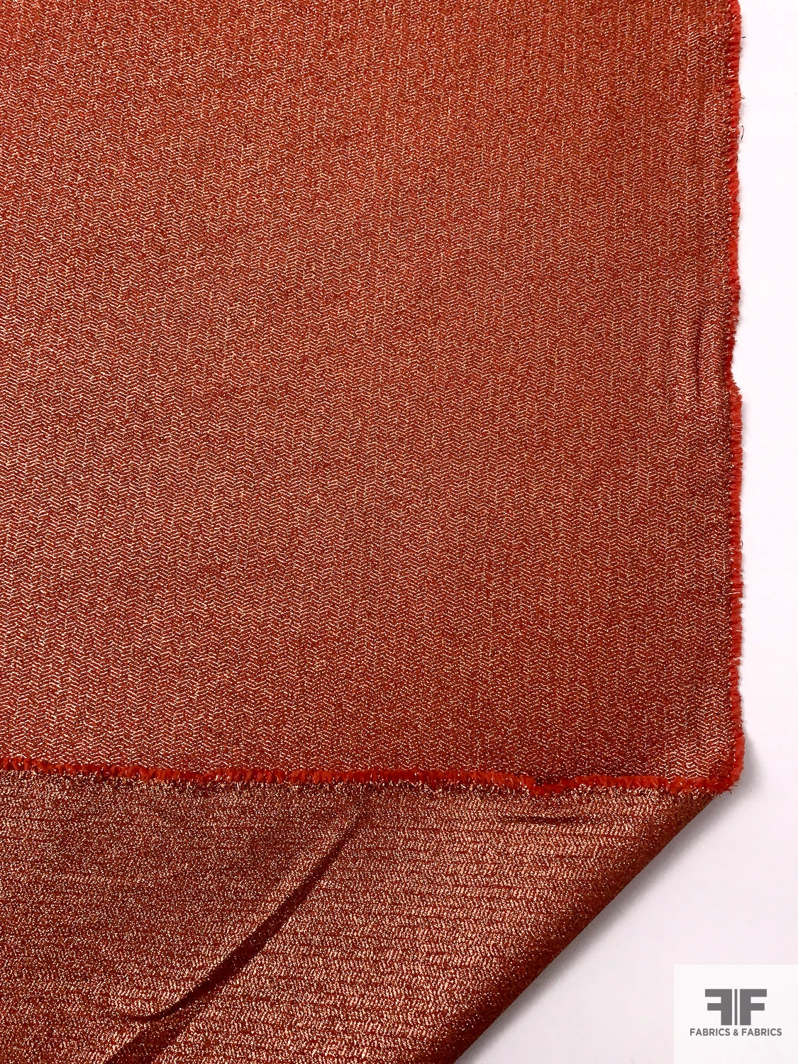 French Broken Herringbone Lamé With Vertical Stretch - Burnt Orange / Copper 9 French Broken Herringbone Lamé With Vertical Stretch - Burnt Orange / Copper - Image 7