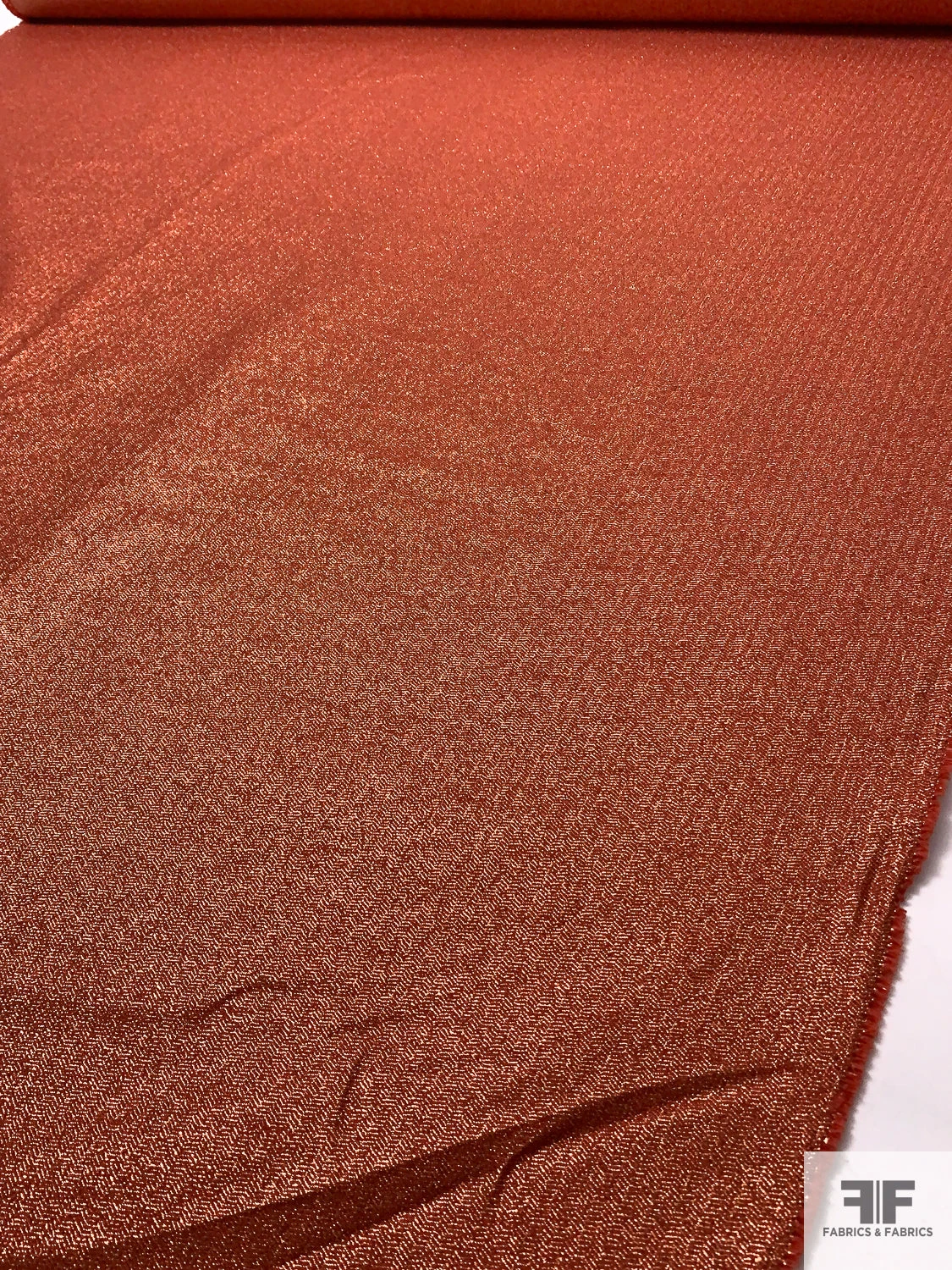 French Broken Herringbone Lamé With Vertical Stretch - Burnt Orange / Copper 10 French Broken Herringbone Lamé With Vertical Stretch - Burnt Orange / Copper - Image 8