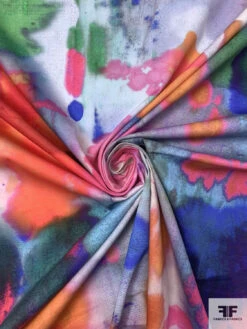 Abstract Watercolor Printed Stretch Fine Cotton Twill - Multicolor -Fabrics And Fabrics Store 18403 2