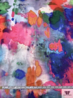 Abstract Watercolor Printed Stretch Fine Cotton Twill - Multicolor -Fabrics And Fabrics Store 18403 5
