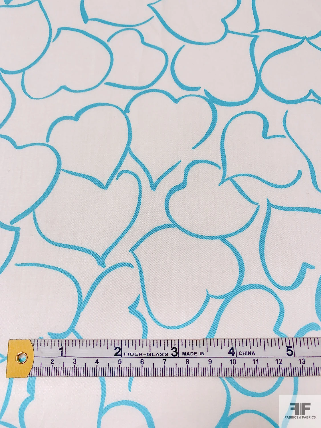 Made In Switzerland Hearts Printed Fine Cotton Sateen - Turquoise / White 7 Made In Switzerland Hearts Printed Fine Cotton Sateen - Turquoise / White - Image 5