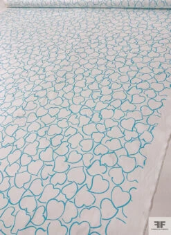 Made In Switzerland Hearts Printed Fine Cotton Sateen - Turquoise / White 15 Made In Switzerland Hearts Printed Fine Cotton Sateen - Turquoise / White -Fabrics And Fabrics Store 18448 5