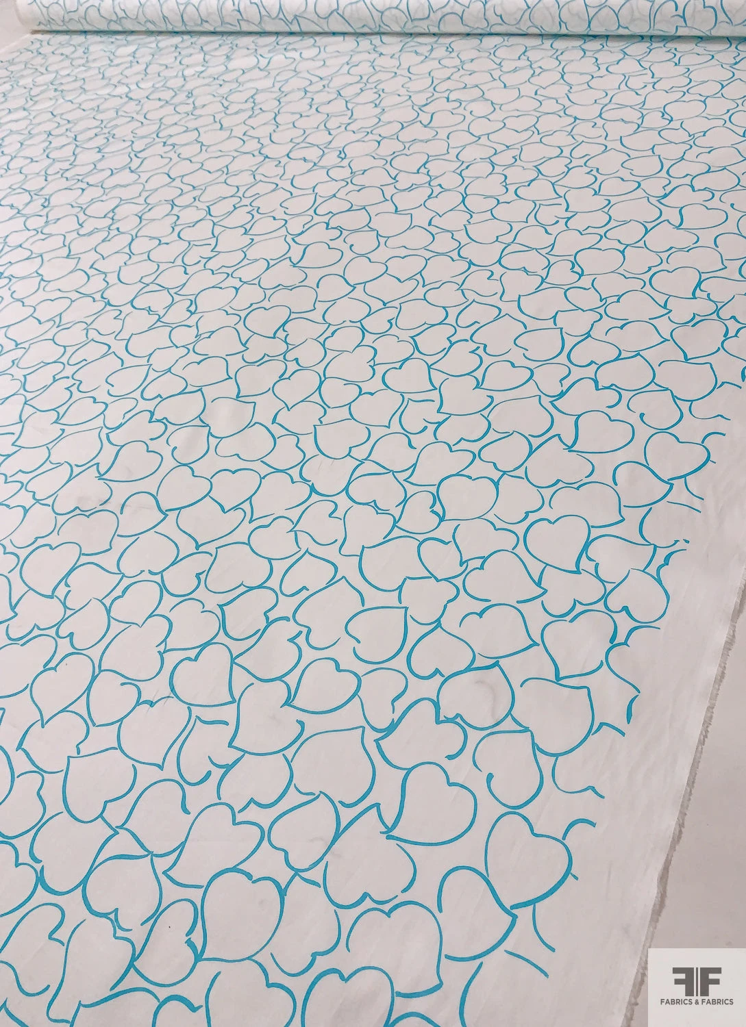 Made In Switzerland Hearts Printed Fine Cotton Sateen - Turquoise / White 8 Made In Switzerland Hearts Printed Fine Cotton Sateen - Turquoise / White - Image 6