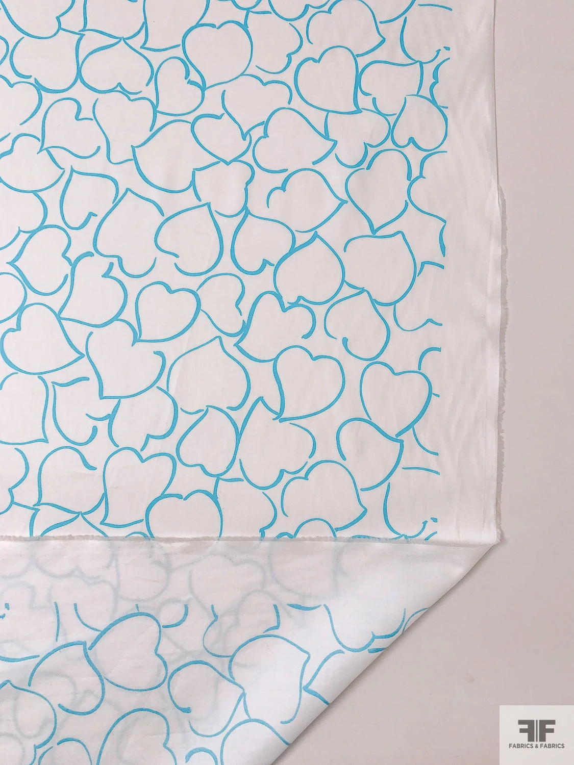 Made In Switzerland Hearts Printed Fine Cotton Sateen - Turquoise / White 4 Made In Switzerland Hearts Printed Fine Cotton Sateen - Turquoise / White - Image 2