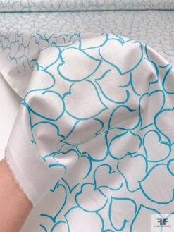 Made In Switzerland Hearts Printed Fine Cotton Sateen - Turquoise / White 16 Made In Switzerland Hearts Printed Fine Cotton Sateen - Turquoise / White -Fabrics And Fabrics Store 18448 7