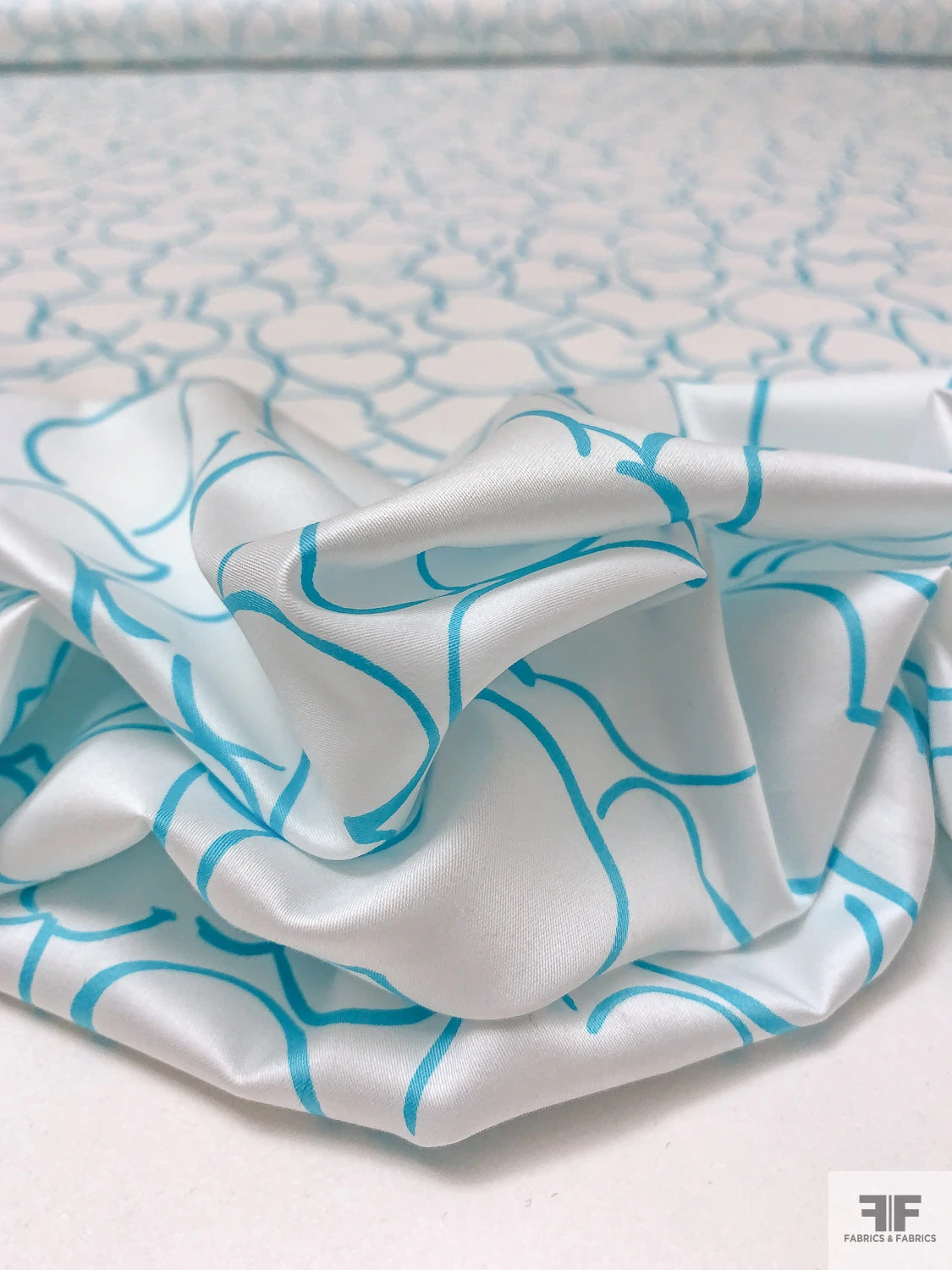 Made In Switzerland Hearts Printed Fine Cotton Sateen - Turquoise / White 10 Made In Switzerland Hearts Printed Fine Cotton Sateen - Turquoise / White - Image 8