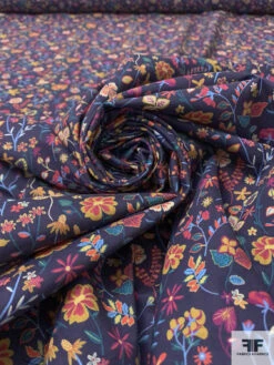 Italian Small Florals Printed Cotton Lawn - Navy-Purple / Ochre / Raspberry / Carolina Blue -Fabrics And Fabrics Store 18451 3