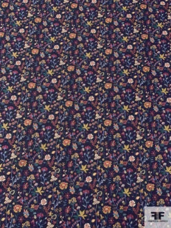 Italian Small Florals Printed Cotton Lawn - Navy-Purple / Ochre / Raspberry / Carolina Blue -Fabrics And Fabrics Store 18451 4