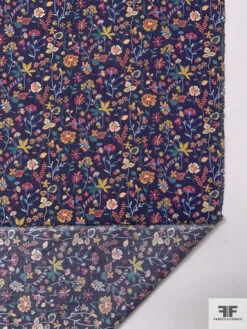 Italian Small Florals Printed Cotton Lawn - Navy-Purple / Ochre / Raspberry / Carolina Blue -Fabrics And Fabrics Store 18451 7