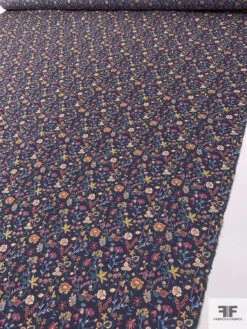 Italian Small Florals Printed Cotton Lawn - Navy-Purple / Ochre / Raspberry / Carolina Blue -Fabrics And Fabrics Store 18451 8