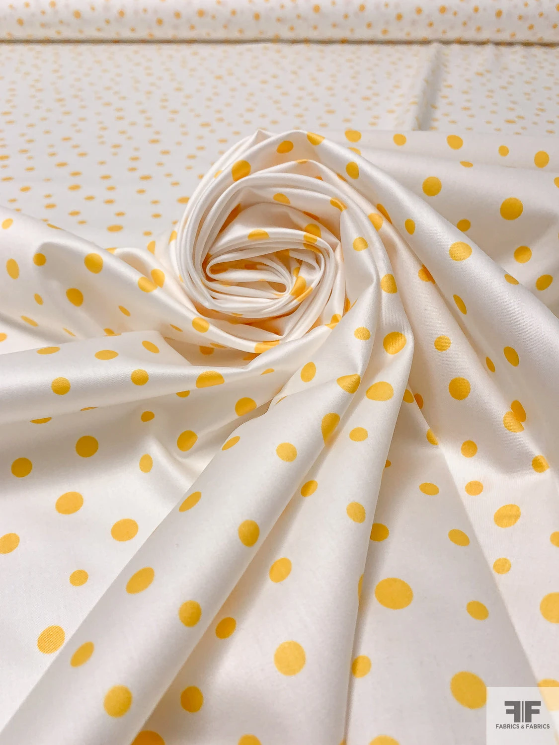 Made In Switzerland Polka Dots Printed Fine Cotton Sateen - Yellow / White 2 Made In Switzerland Polka Dots Printed Fine Cotton Sateen - Yellow / White