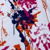 Italian Exotic Floral Silhouette Printed Fine Stretch Cotton Twill - Orange / Navy / Raspberry / Ice Off-White -Fabrics And Fabrics Store 18453 4