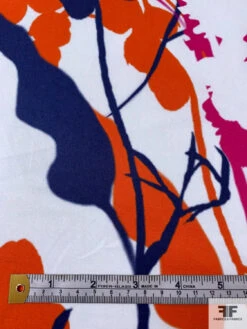 Italian Exotic Floral Silhouette Printed Fine Stretch Cotton Twill - Orange / Navy / Raspberry / Ice Off-White 17 Italian Exotic Floral Silhouette Printed Fine Stretch Cotton Twill - Orange / Navy / Raspberry / Ice Off-White -Fabrics And Fabrics Store 18453 6