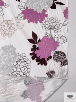 Made In Switzerland Hydrangea Printed Fine Cotton Twill - Orchid Pink / Dark Brown / White / Grey -Fabrics And Fabrics Store 18455 7
