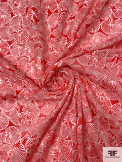 Made In Switzerland Floral Burnout And Printed Jacquard Cotton Voile - Vermilion / White