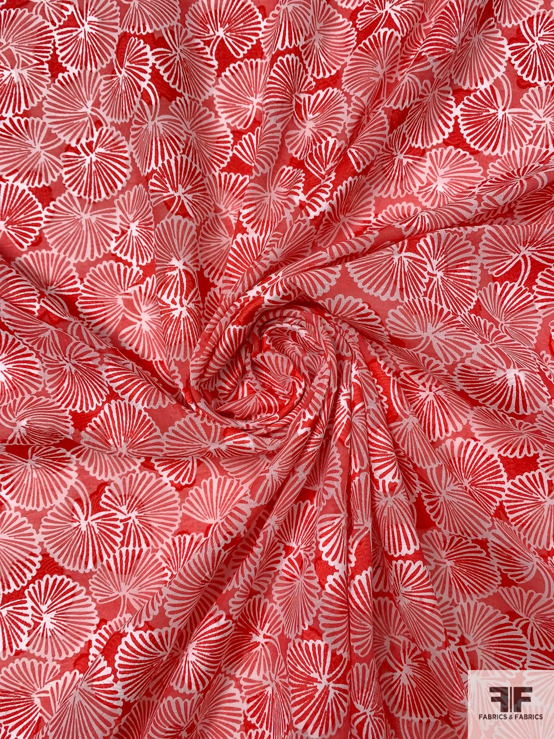 Made In Switzerland Floral Burnout And Printed Jacquard Cotton Voile - Vermilion / White 3 Made In Switzerland Floral Burnout And Printed Jacquard Cotton Voile - Vermilion / White