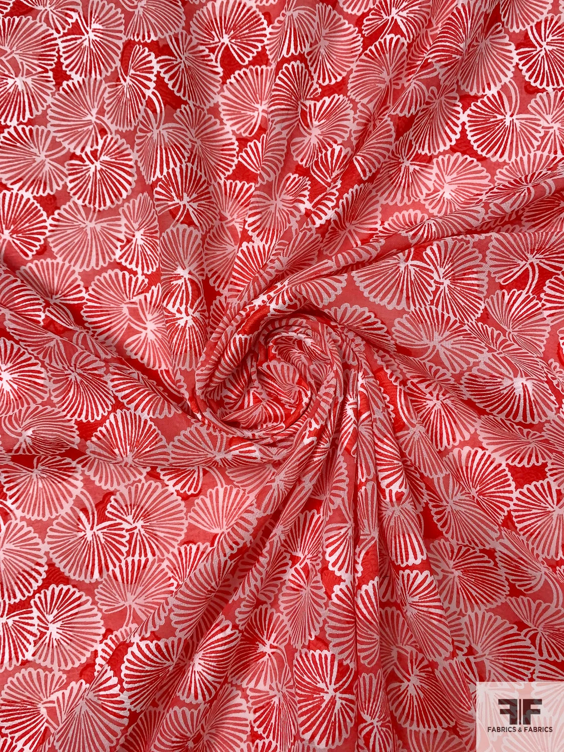 Made In Switzerland Floral Burnout And Printed Jacquard Cotton Voile - Vermilion / White 5 Made In Switzerland Floral Burnout And Printed Jacquard Cotton Voile - Vermilion / White - Image 3