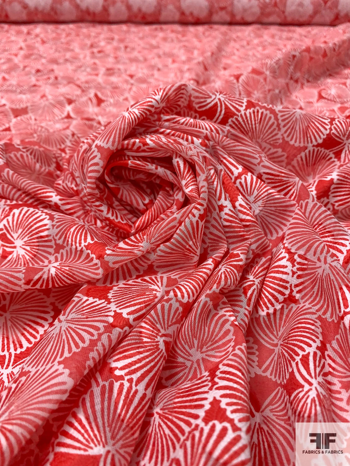 Made In Switzerland Floral Burnout And Printed Jacquard Cotton Voile - Vermilion / White 6 Made In Switzerland Floral Burnout And Printed Jacquard Cotton Voile - Vermilion / White - Image 4