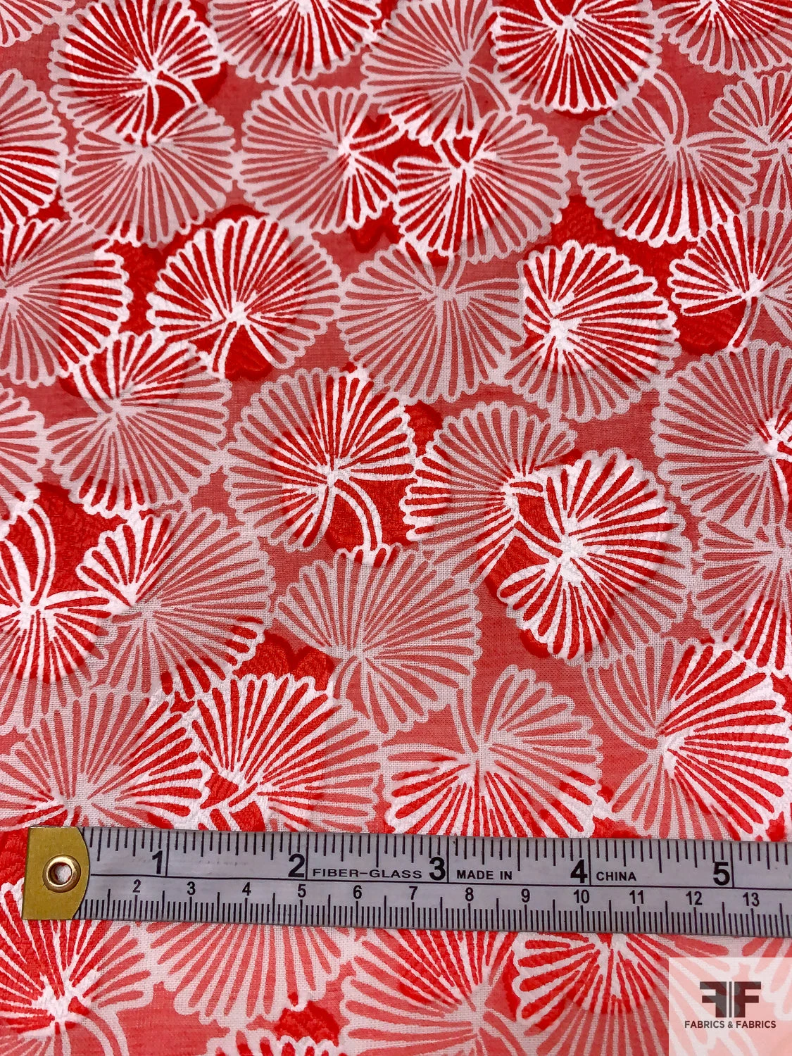 Made In Switzerland Floral Burnout And Printed Jacquard Cotton Voile - Vermilion / White 4 Made In Switzerland Floral Burnout And Printed Jacquard Cotton Voile - Vermilion / White - Image 2