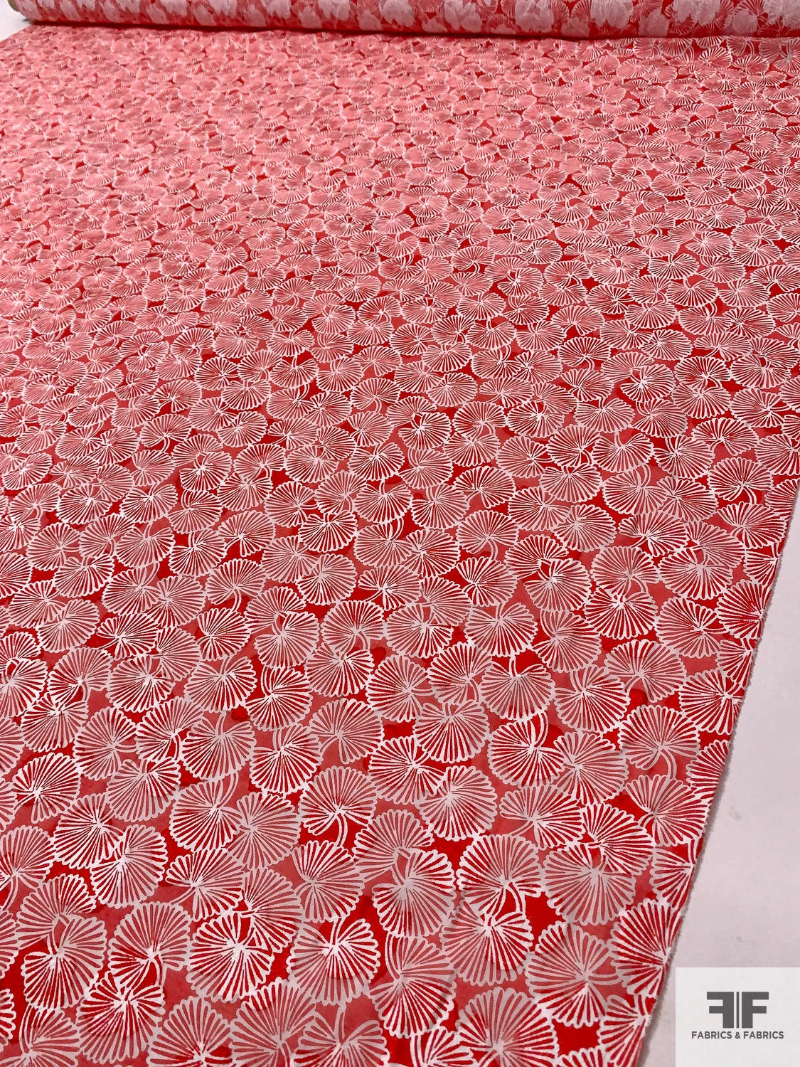 Made In Switzerland Floral Burnout And Printed Jacquard Cotton Voile - Vermilion / White 10 Made In Switzerland Floral Burnout And Printed Jacquard Cotton Voile - Vermilion / White - Image 8