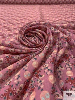 Ditsy Bark And Branch Graphic Printed Cotton Voile - Dusty Rose / Peach / Burgundy / Aqua -Fabrics And Fabrics Store 18474 3