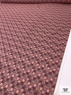 Ditsy Bark And Branch Graphic Printed Cotton Voile - Dusty Rose / Peach / Burgundy / Aqua -Fabrics And Fabrics Store 18474 5