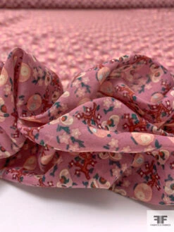 Ditsy Bark And Branch Graphic Printed Cotton Voile - Dusty Rose / Peach / Burgundy / Aqua -Fabrics And Fabrics Store 18474 7