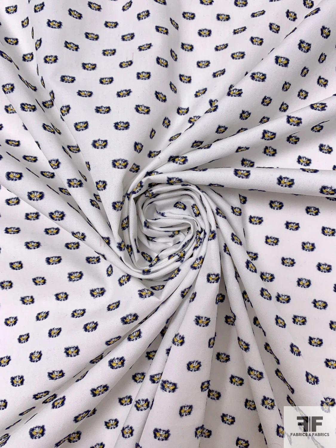 Dobby Cotton Shirting - Navy / Yellow / White 6 Dobby Cotton Shirting - Navy / Yellow / White - Image 4