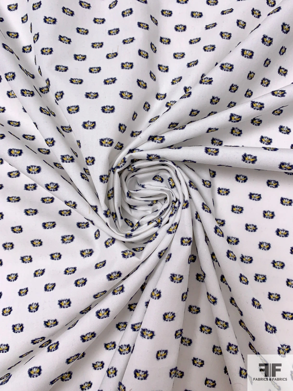 Dobby Cotton Shirting - Navy / Yellow / White 5 Dobby Cotton Shirting - Navy / Yellow / White - Image 3