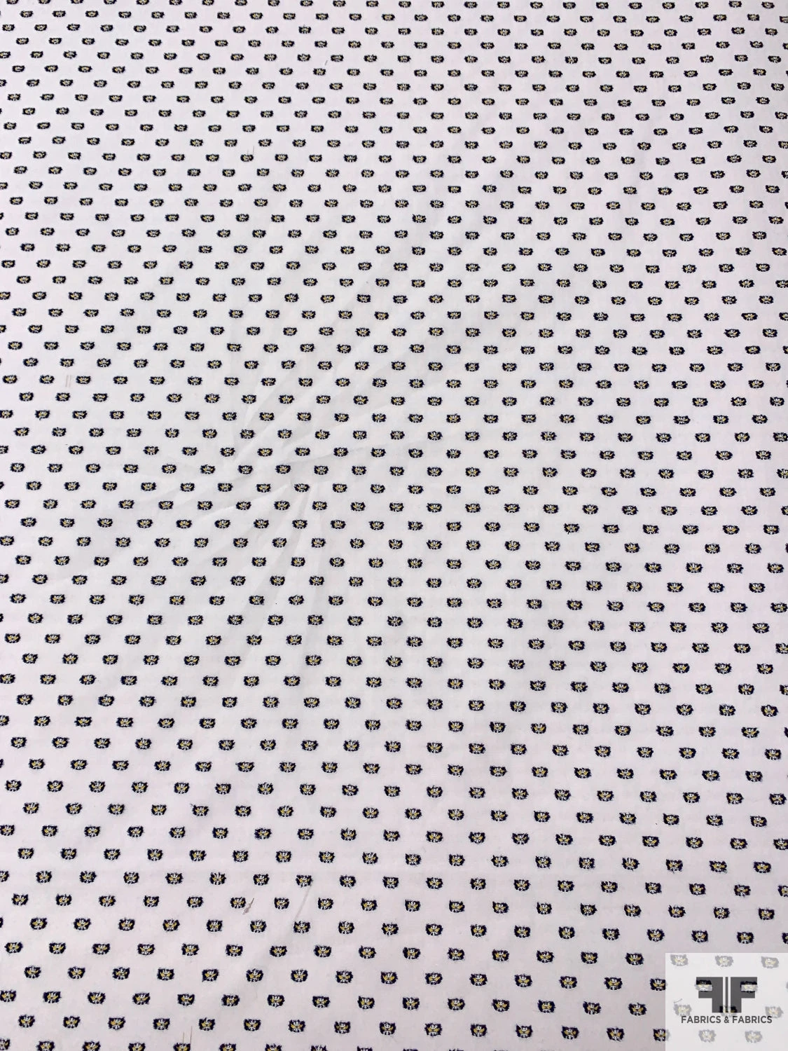 Dobby Cotton Shirting - Navy / Yellow / White 7 Dobby Cotton Shirting - Navy / Yellow / White - Image 5